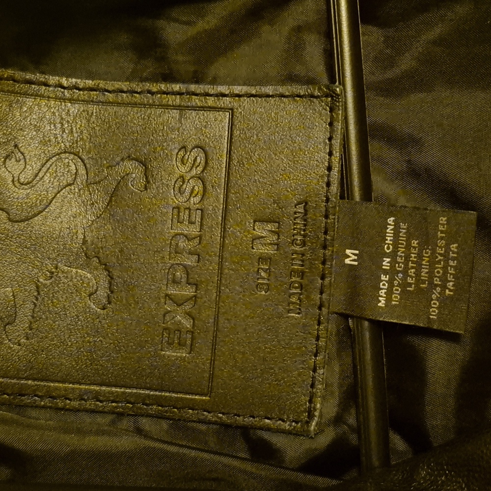 Express Black Leather Pea Coat - Picture 3 of 7